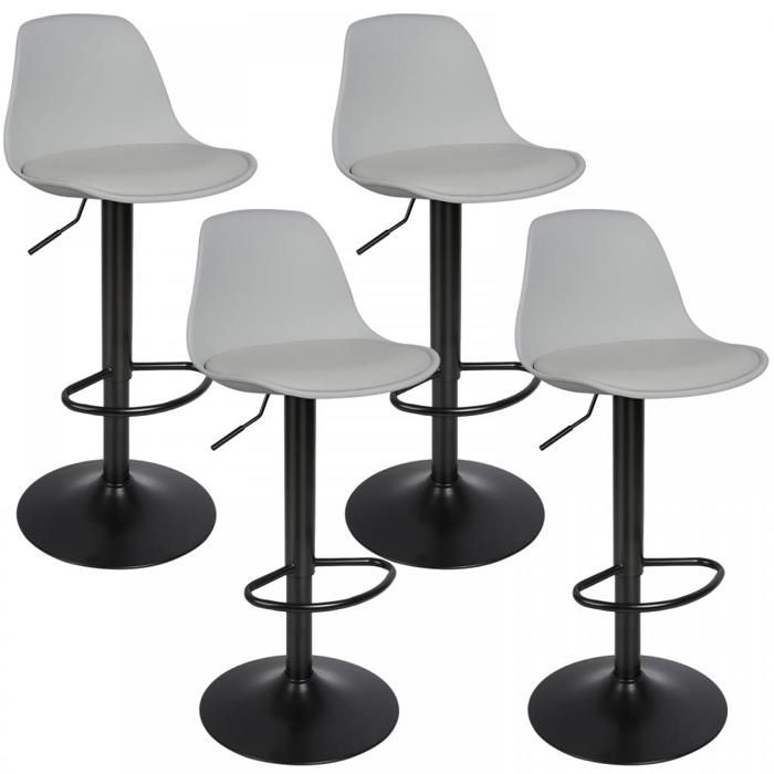 MIPAN.Tabourets de Bar Lot de 4 pivotant- Lot de 4 Chaises de Bar réglable Réglable en Hauteur et Rotative à 360° - Gris
