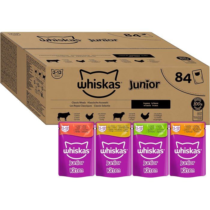 Comparer les prix de Nourriture pour chat - TWINBIRD - Repas Junior Chaton 84 Sachets Fraîcheur en Sauce 4 Variétés 84x85g