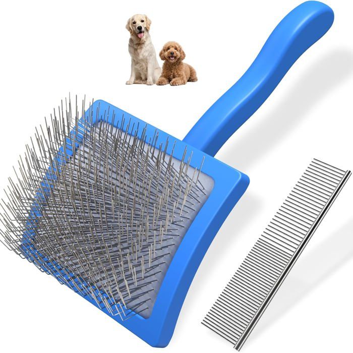 Comparer les prix de Brosse professionnelle pour chien 2 pièces - Brosse lisse avec aiguilles extra-longues parfaite pour les Golden Retrievers les