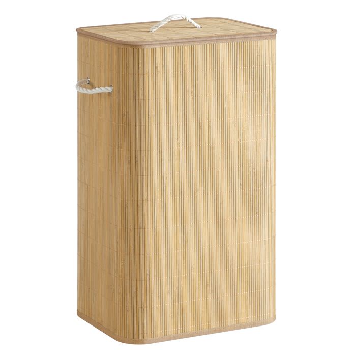 Panier à linge - SONGMICS - 90 L - Bambou - Pliable - Sac amovible