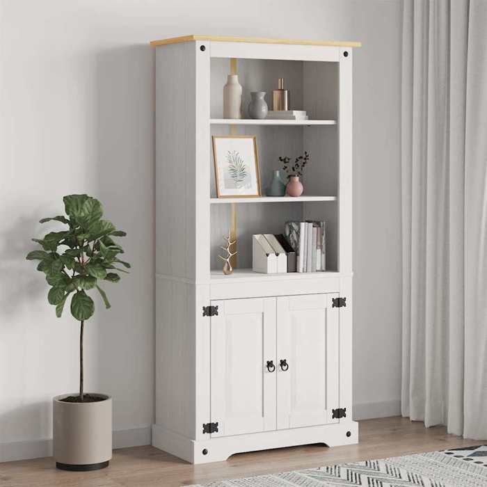 Placard en pin mexicain - vidaXL - 80x40x170 cm - Blanc - Bois de pin massif - 3 étagères ouvertes