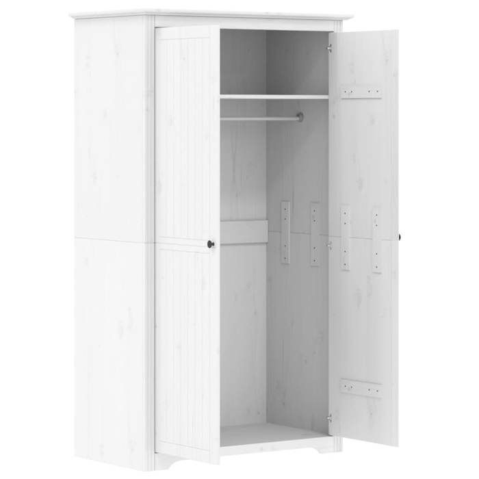 Moderne Garde-robe BURKE Armoire de chambre avec rangement BODO blanc 99x53 5x173 cm bois massif de pin AA2055