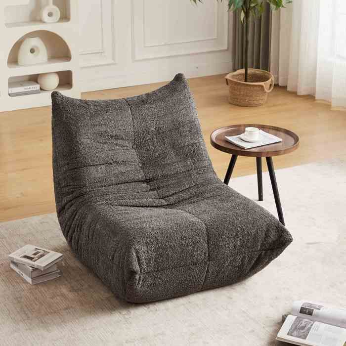 Fauteuil sac de siège-Sofa au sol en Chenille avec Mousse à Mémoire pour Salon/Bureau (Gris)