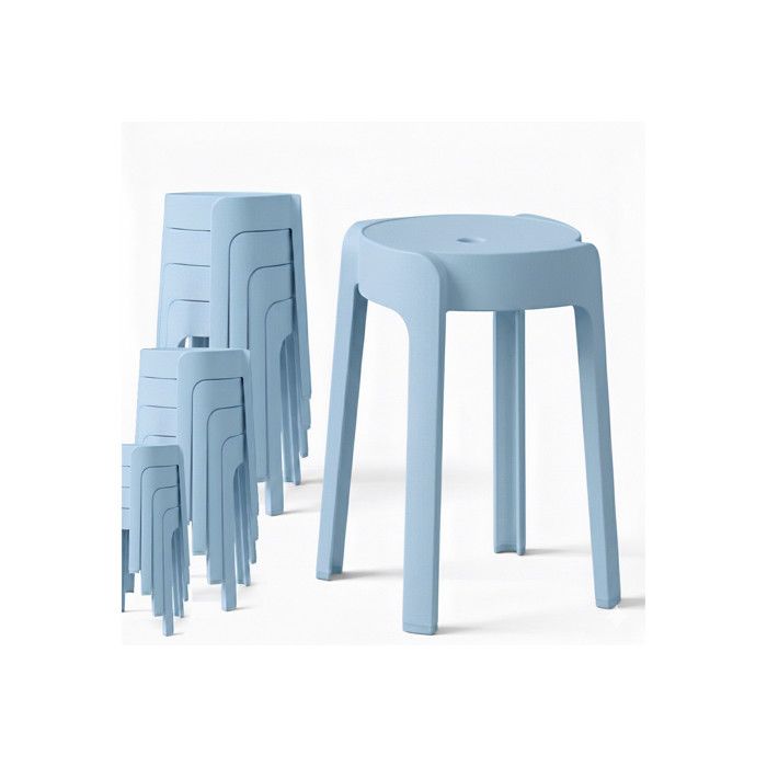 12 Tabourets Gigognes empilables BM HOME TAB-BLEU-PASTEL en plastique légers pour la maison salle de classe cuisine jardin