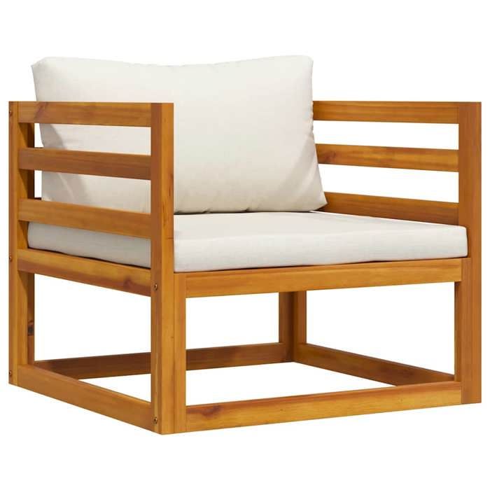 (Promo 2026)Fauteuil/Chaise de jardin - SHIELD - Meuble dextérieur - avec coussins crème Bois dacacia massif 8546810