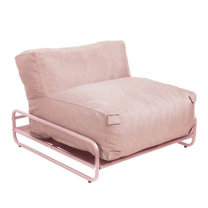 Chauffeuse pour salon de jardin modulable avec structure rose poudré Mixi Oviala