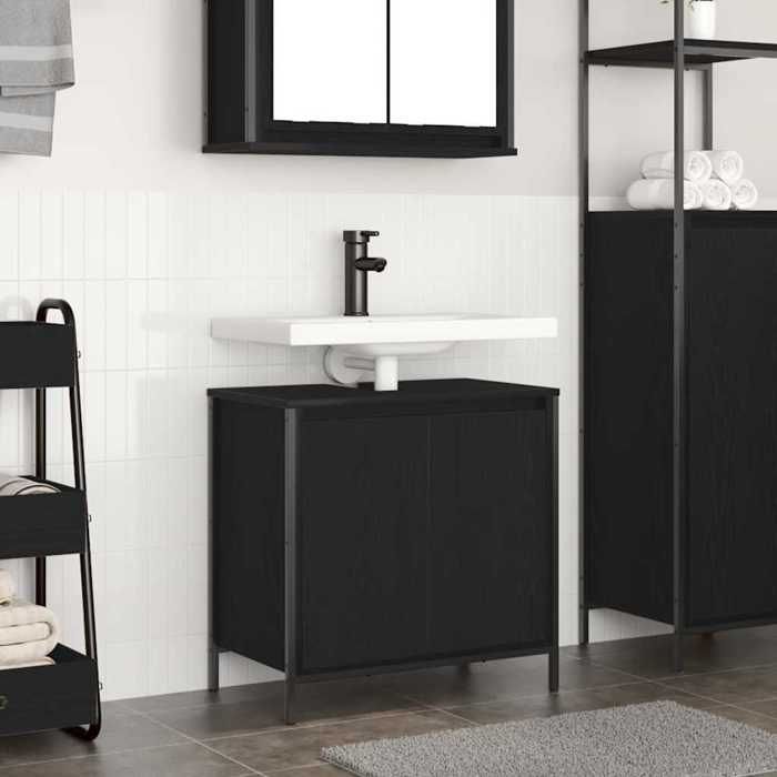 Meuble WC Noir - Meuble vasque de salle de bain noir 60x345x60 cm A1332
