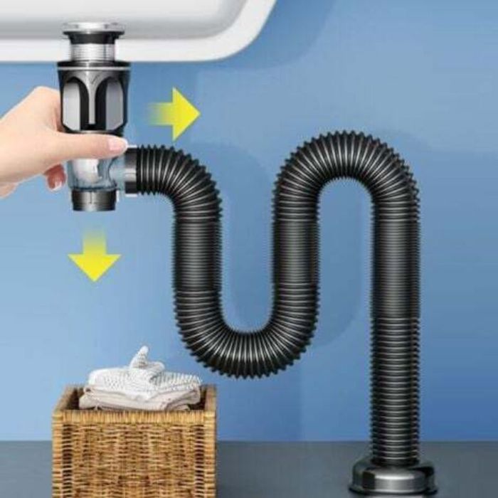 Ensemble de drain de lavabo de salle de bain flexible et extensible pour trous de drainage de 3 à 3.2cm avec anti-obstruction