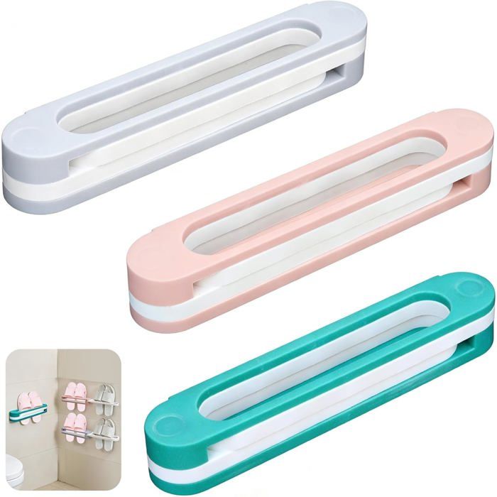 Lot De 3 Étagère À Chaussures Murale Sans Perçage-Porte-Chaussures Pliable 3 En 1 Gain De Place-Support À Chaussures Mural P[BI165]