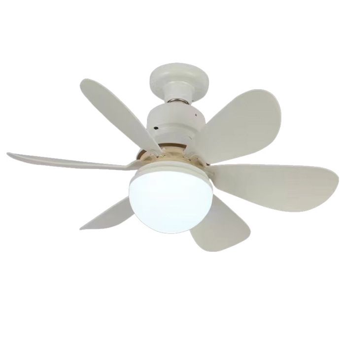 Ventilateur de Plafond LED E27 avec Télécommande 40W Dimmable 6 Pales 3 Vitesses Silencieux pour Salon Chambre Blanc