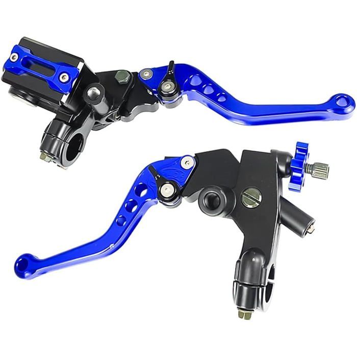 Levier embrayage + maître cylindre frein bleu 22mm (7/8) réglable universel pour Honda Yamaha Suzuki Kawasaki Polaris