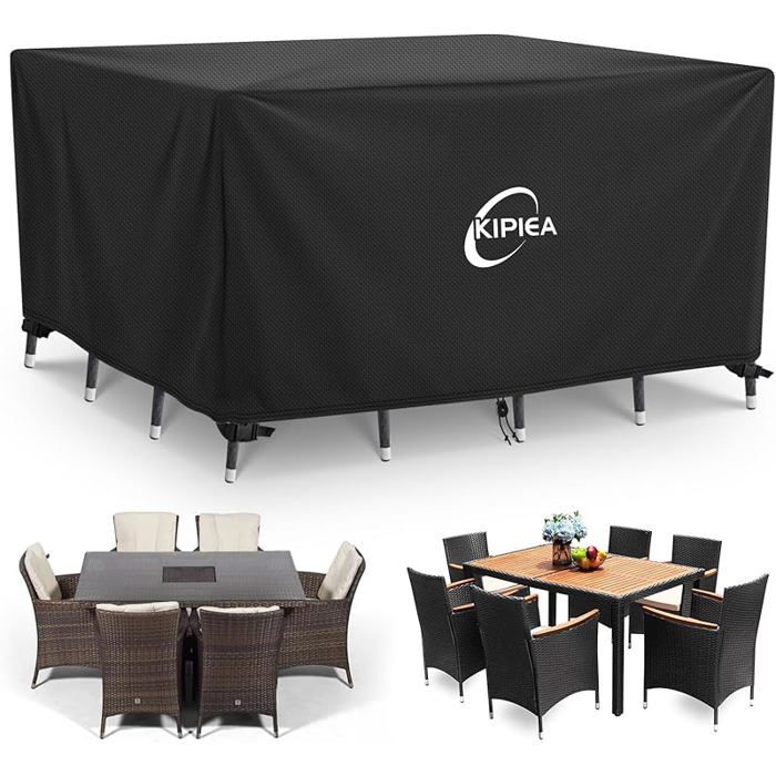 Housse ultra-compacte 147x86x71cm tissu 420D anti-vent protection mobilier balcon minimaliste