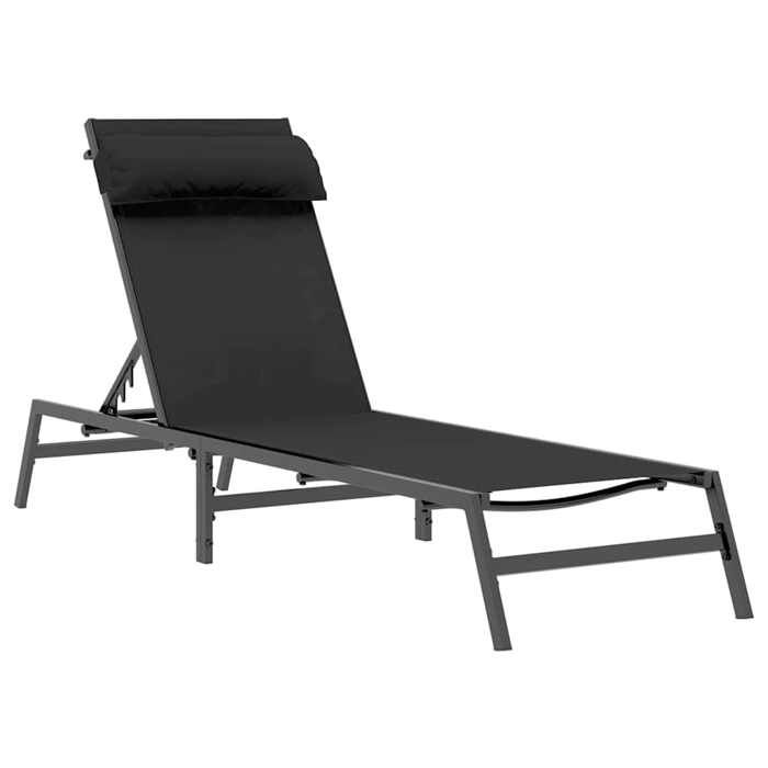 Chaise longue - Solide&Luxe - Acier - Noir et anthracite - 197 x 54 x 86 cm - charge max.110 kg - hauteur dassise réglable（37182）