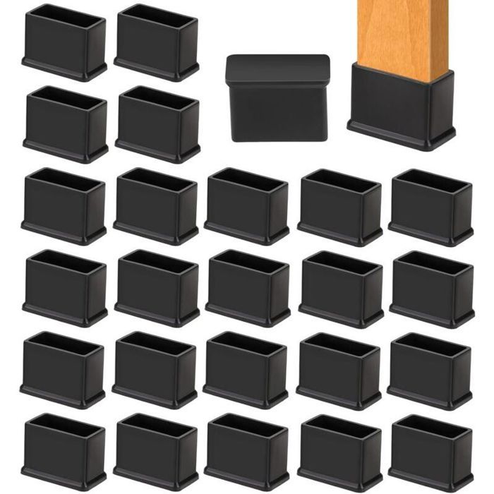 24pcs embouts de pieds – PVC antidérapant silencieux – pour chaises et tables – 30x15mm noir