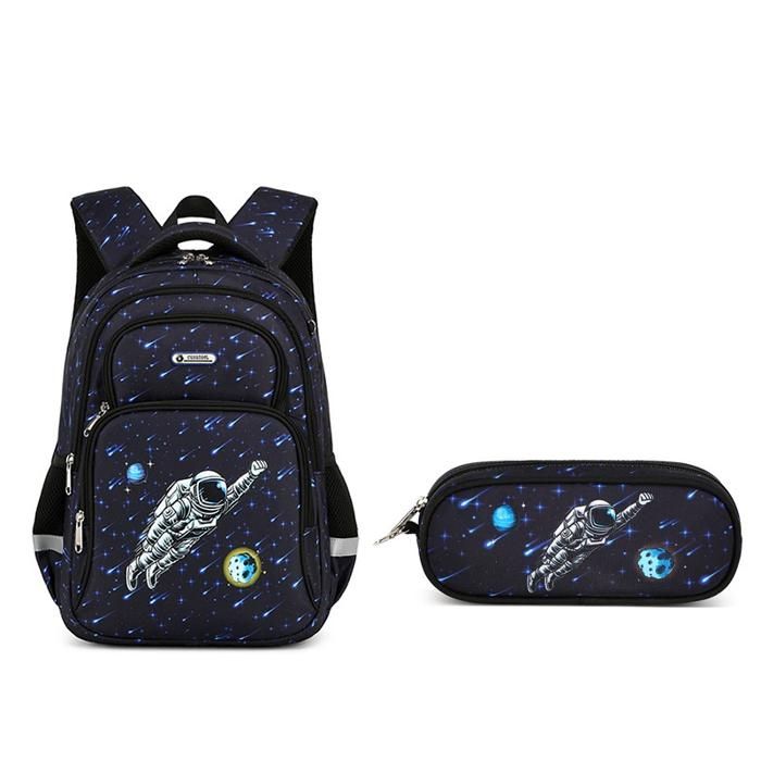 XJYDNCG 2Pcs Cartable Garçon Primaire Sac à dos Enfant 42x30x15cm - Bleu Marine