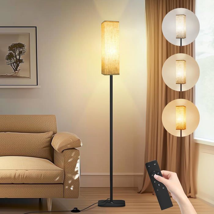 Lampadaire Sur Pied Salon 12W Lampes Avec Télécommande Et Interrupteur 2700K-6500K Led Lampadaire Sur Pied Avec Abat-Jour[LL591]