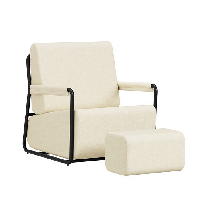 Fauteuil en velours blanc crème - SoBuy - Design industriel - Structure métallique Fauteuil en velours blanc crème - SoBuy - Design industriel - Structure métallique