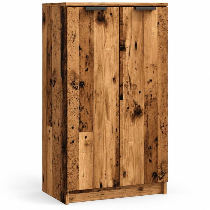 Meuble à chaussures avec portes bois ancien 59x35x1005 cm armoire rangement entrée
