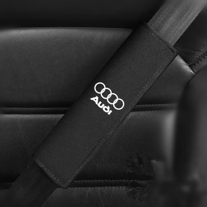 2pcs Housses Noir en cuir véritable de voiture pour ceintures de sécurité-housse protection harnais d'épaule pour Audi