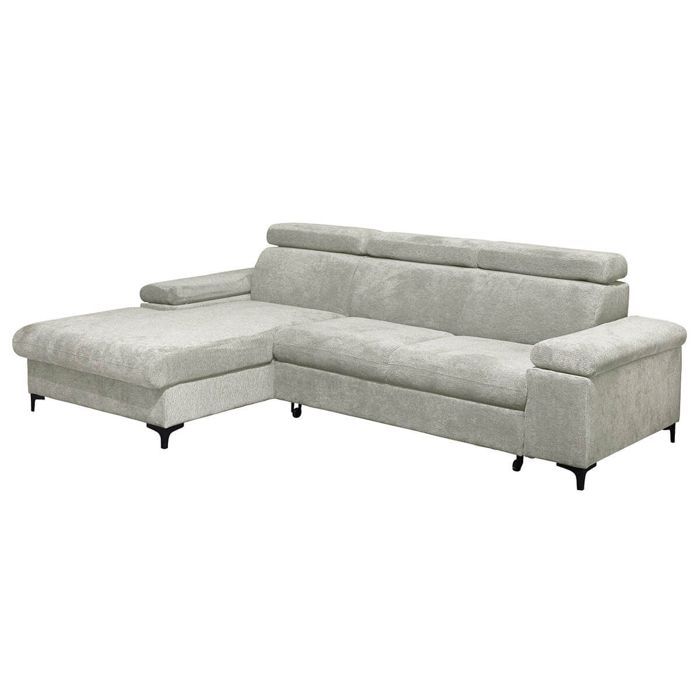 MARCEAU - Canapé Méridienne Gauche 3 Places Convertible Tissu Beige MARCEAU - Canapé Méridienne Gauche 3 Places Convertible Tissu Beige