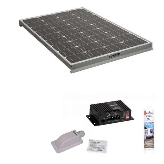 PACK ANTARION Panneau solaire All Black 130W + Régulateur MPPT 10A + Kit de pose Camping-car | Leroy Merlin