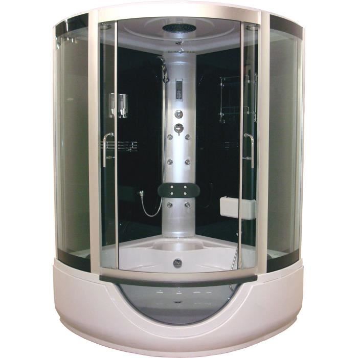 ONDEE - Cabine bain hydromassante FARO - Avec silicone - 1/4C 135cm - Gris - En kit