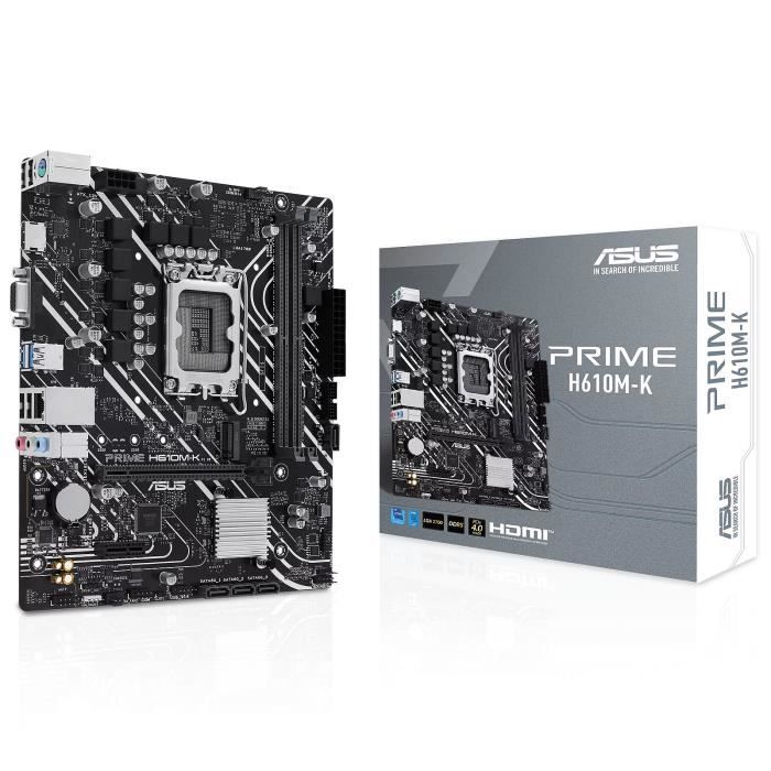 ASUS PRIME H610M-K - Carte mère Micro ATX Socket 1700 Intel H610 Express - 2x DDR5 - M.2 PCIe 3.0 - USB 3.0 - PCI-Express 4.0 16x