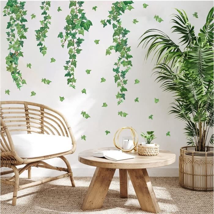 Sticker Muraux Plante Verts,Autocollant Mural Lierre Feuilles,Autocollant Muraux Nature Feuilles