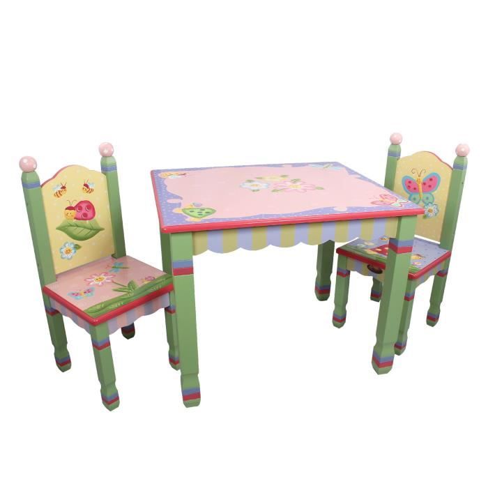 Table Avec 2 Chaises Pour Chambre Enfant Ou Bebe Fille Fantasy Fields W 7484a Cdiscount Puericulture Eveil Bebe