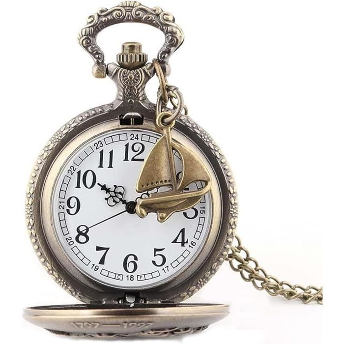 Montre De Poche Collier Rétro - Mouvement Quartz, Alliage Bronze | Pendentif Fantaisie Homme/femme