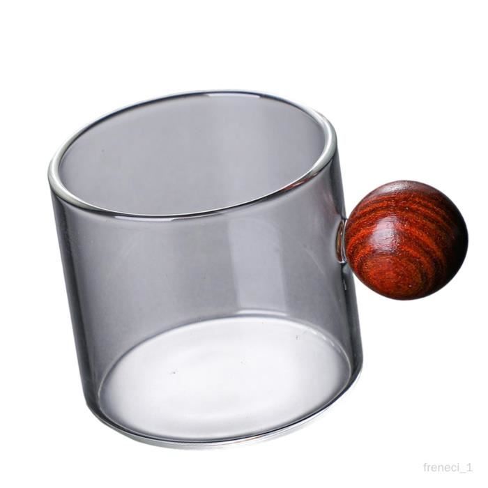 GLASKEY Lot De 2 Tasses Café Verre Borosilicate 370ml - Poignée Jaune