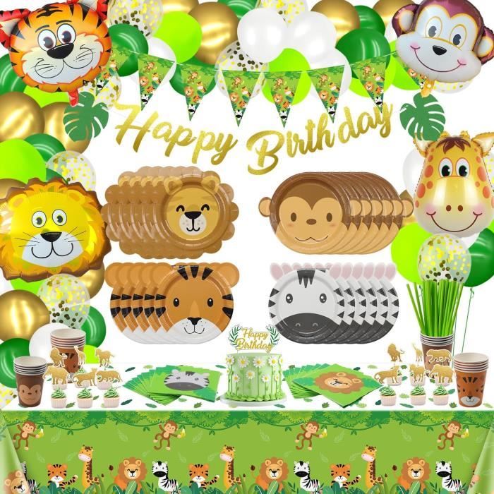 20 serviettes safari : décoration de table anniversaire enfant animaux