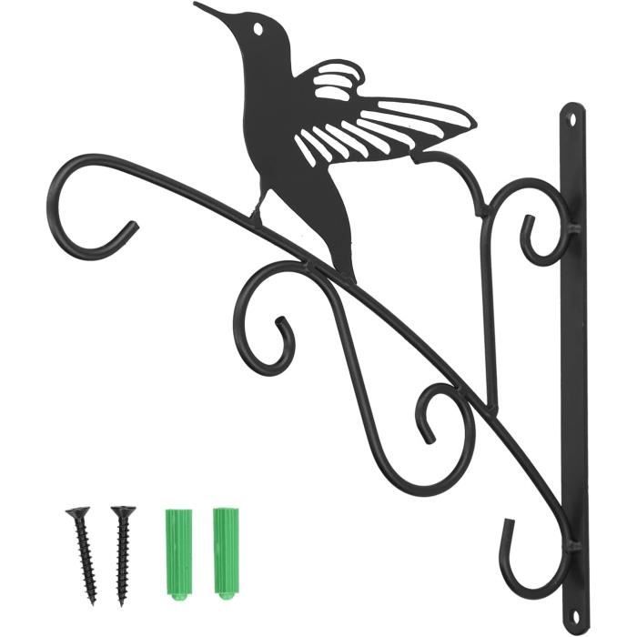 Crochet Décoratif En Fer Noir 30 Cm - Support Solide Pour Plantes, Mangeoires Oiseaux & Paniers Jardin