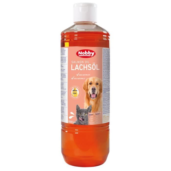 Meilleurs prix pour Complément alimentaire pour chien et chat huile de saumon Nobby Pet 500 ml