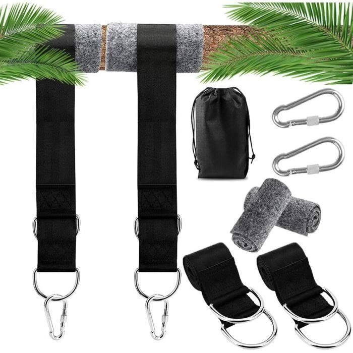 Kit De Fixation Pour Balançoire Et Hamac - Sangles 150x5cm, 2 Coussins Arbre, Mousquetons | Charge Maximale, Facile à Installer