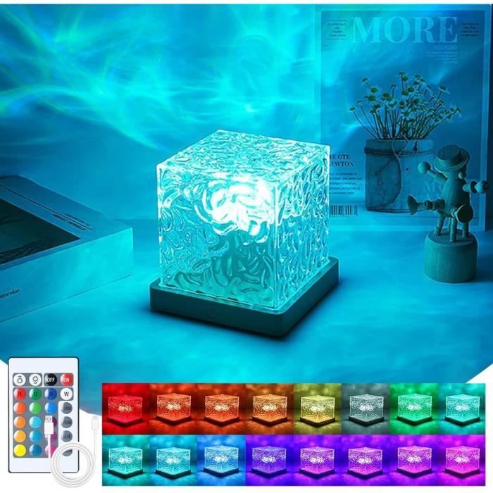 Lampe Projecteur - Lampe Effet Océan - 16 Couleurs - Rechargeable USB - Design Cube