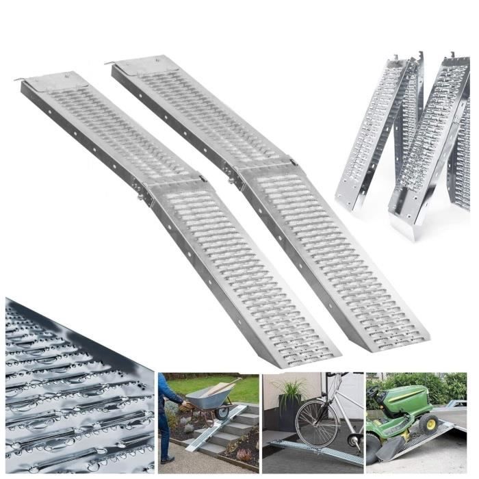 Double Rampe De Chargement Pliante Antidérapante En Acier - 400kg Pour Moto, Quad, Tondeuse - 1.8m