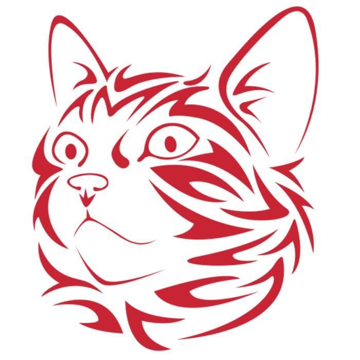 Sticker Decoration Animal Chat Tribal Regarde A Gauche 30x25cm Rouge Chat012 Achat Vente Stickers Cdiscount