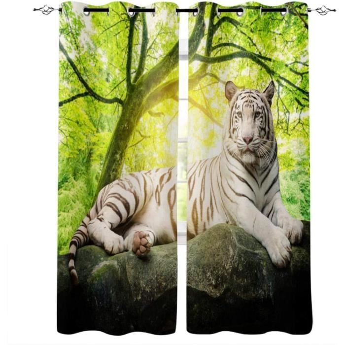 Rideaux Occultants Thermiques Motif Animaux Jungle - Lot De 2 (140x200 Cm), 100% Polyester, Oeillets, Pour Chambre Enfant, Salon - 8