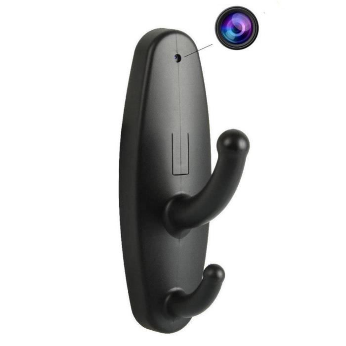Porte Manteau Camera Espion Miniature Discrète Detecteur de Mouvement Micro Sd + SD 4Go - YONIS Noir