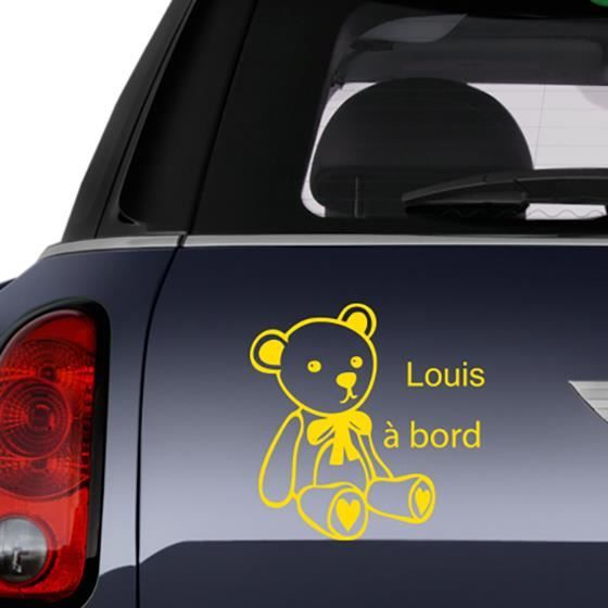 Stickers Voiture Bebe A Bord Avec Prenom A Personnaliser Jaune 0x0 Mm Cdiscount Maison