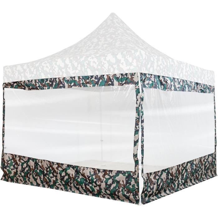 INSTENT PRO Panneau latéral avec fenêtre panoramique XXL, couleur camouflage, pour tonnelle 3x3m