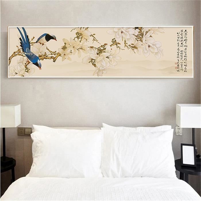 Kit Peinture Diamant 5D Oiseaux Fleur - 20x50 Cm, Strass Carrés, Complet Avec Outils, Déco Maison