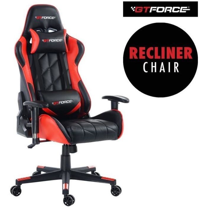 chaises de bureau ergonomiques noires Chaise de jeu avec repose-pieds chaise de bureau inclinable pivotante en cuir avec support lombaire r/églable