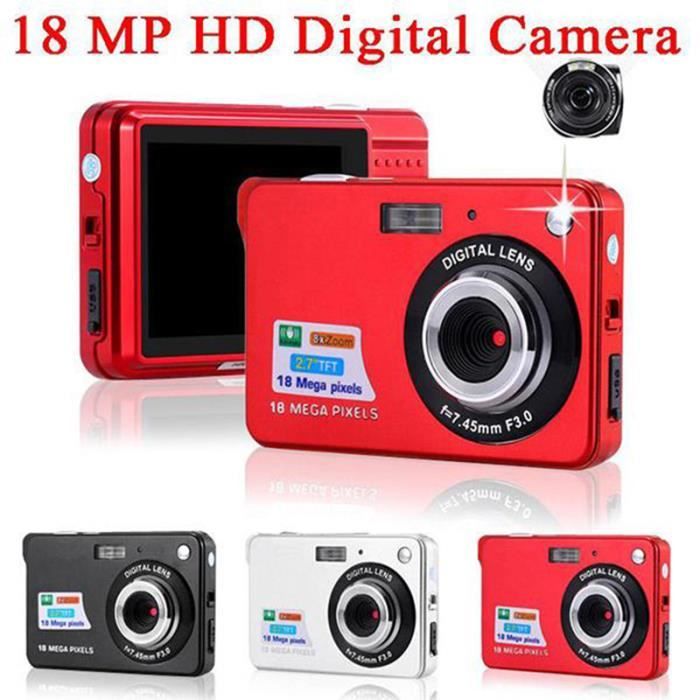 Argent CamKing Appareil Photo Numérique 2.7 Pouces Caméra HD 18MP pour Randonnée Sac à Dos Mini Caméras Numériques avec Zoom Appareils Photo Compacte pour Photographie 