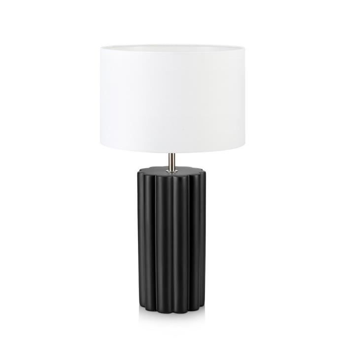 Lampe de table - Markslojd - Column - Noire - Abat-jour rond blanc - Céramique