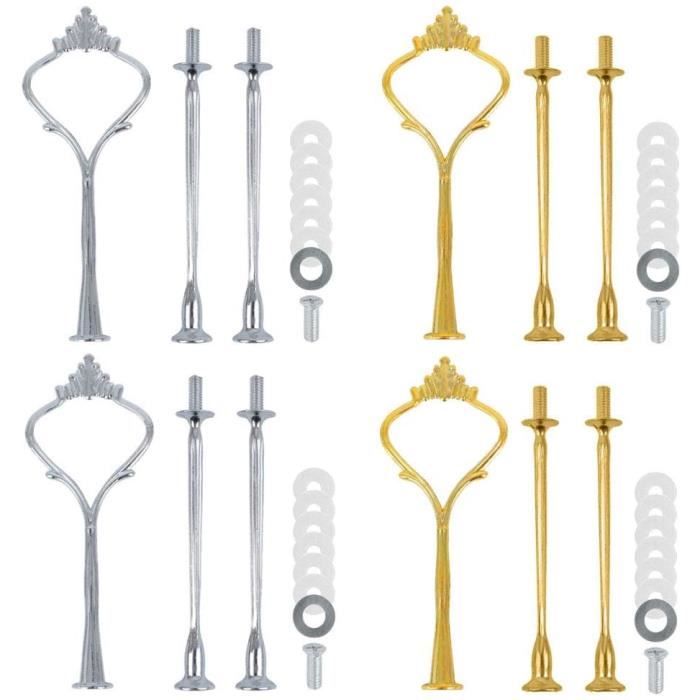 Support à Gâteaux 2/3 Niveaux - Kit Tiges En Alliage Zinc Pour Présentation Mariage, Fête, Dessert