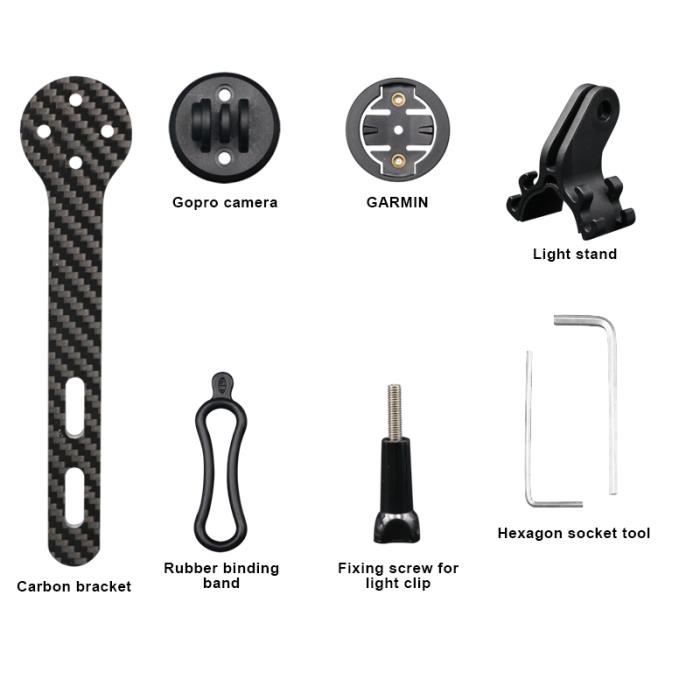 Alomejor Support de Guidon Multifonction léger en Fibre de Carbone pour Ordinateur et téléphone Portable Noir
