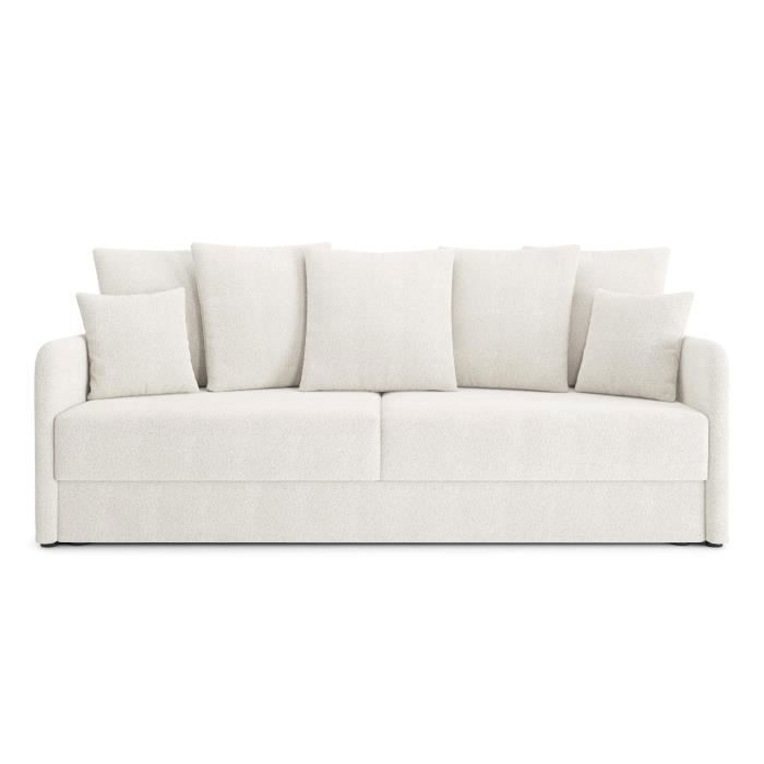 Canapé droit 3 places Blanc Tissu Moderne Confort