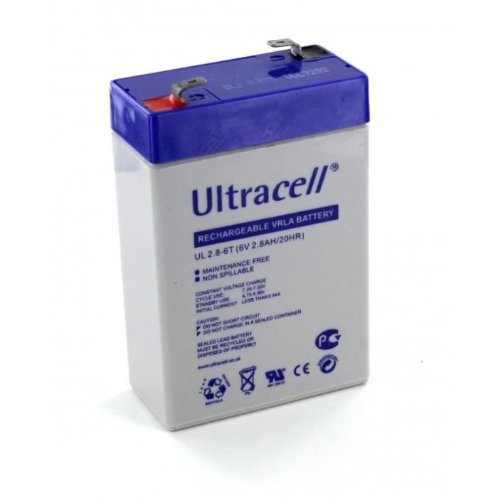 Batterie plomb 6V 2.8Ah UL2.8-6T Ultracell (65x32x96)